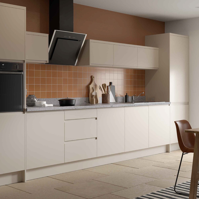 Kitchen Kit Ready Made J-Pull Kitchen Cabinet Pull Out Base Blind Corner Unit Ultra Matt Cashmere 1000mm Left Hand