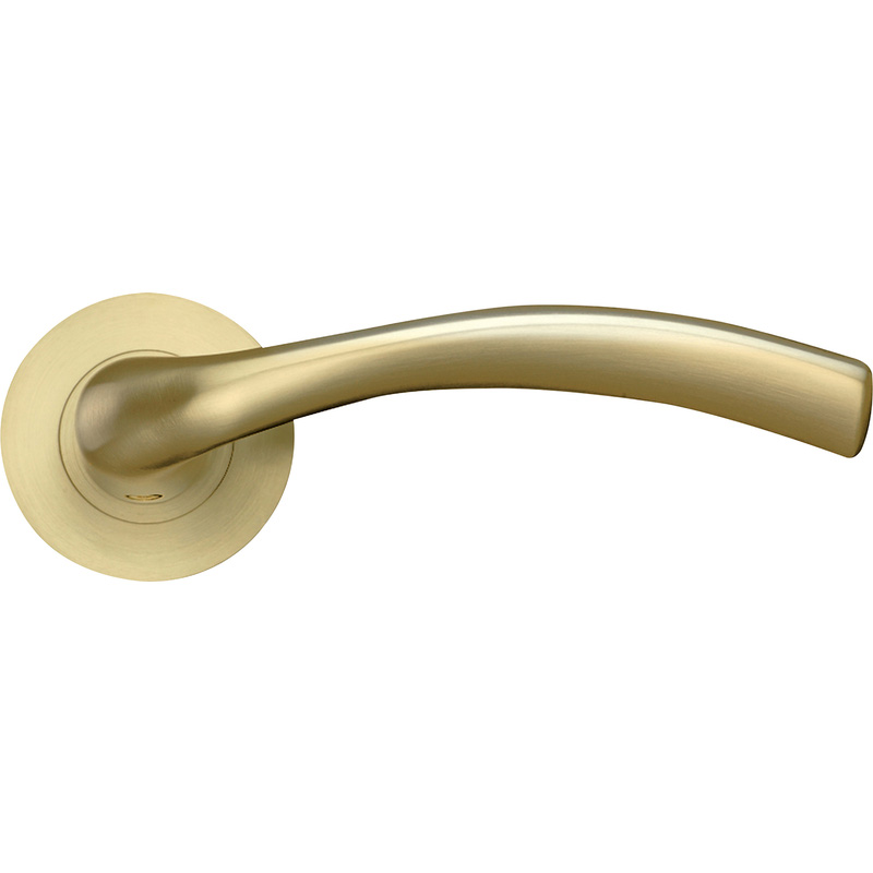 Stanza Siena Lever on Rose Door Handles Favo Satin Brass