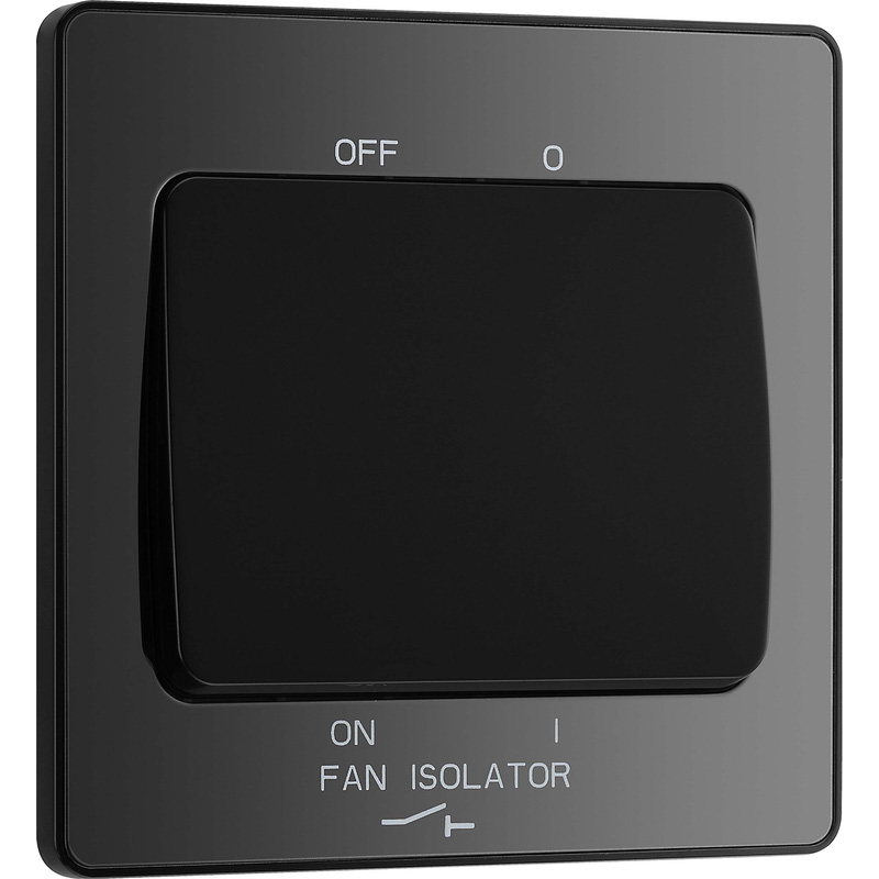 BG Evolve Black Chrome (Black Ins) Fan Isolator Switch, 10A Triple Pole