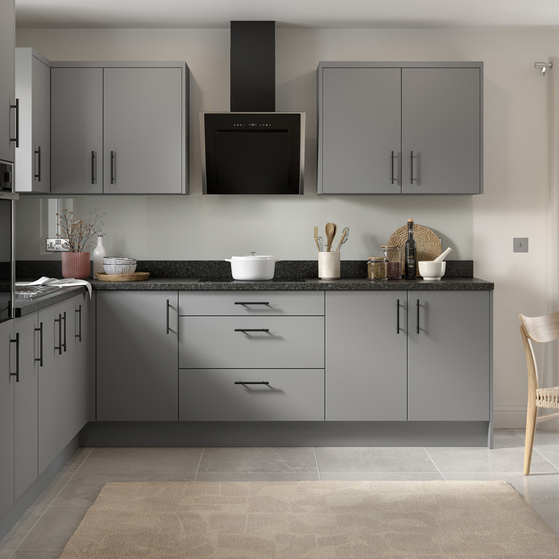 Kitchen Kit Ready Made Slab Kitchen Cabinet Wall Unit Ultra Matt Dust Grey 400mm