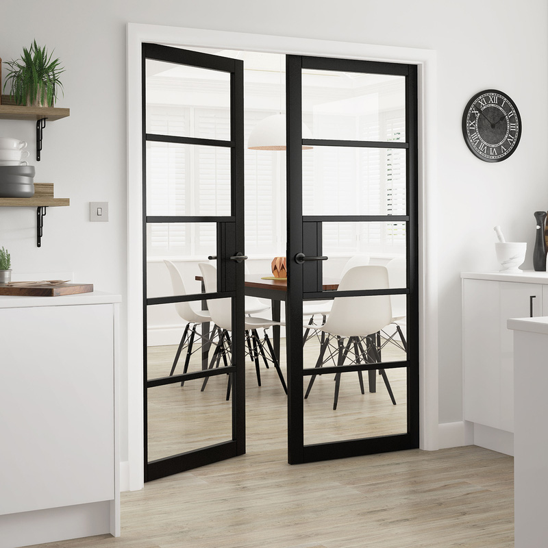 Metro Black Clear Glass Internal Door 35 x 1981 x 838mm