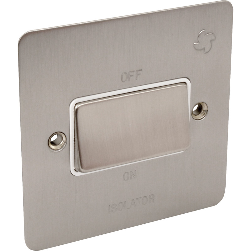 Flat Plate Satin Chrome Fan Isolator 10A 3 Pole