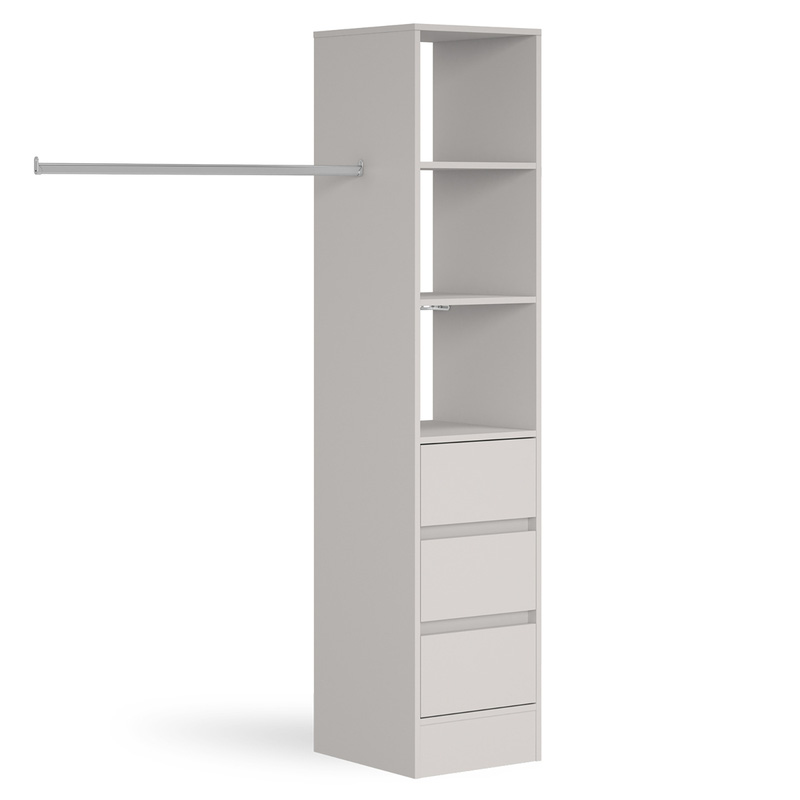 Spacepro 3 Drawer Tower Unit with 1 Hanger Bar Cashmere 2100 x 450 x 500mm