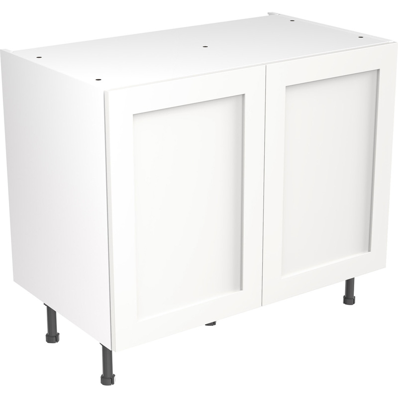 Kitchen Kit Flatpack Shaker Kitchen Cabinet Base Unit Ultra Matt White 1000mm