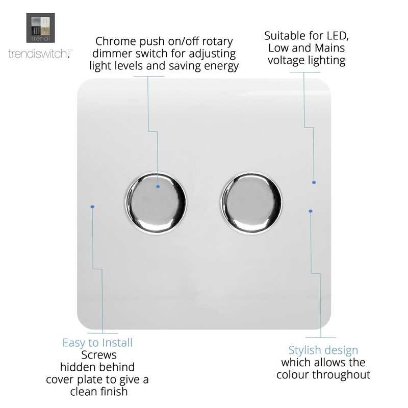 Trendiswitch White 2 Gang LED Dimmer Switch 2 Gang
