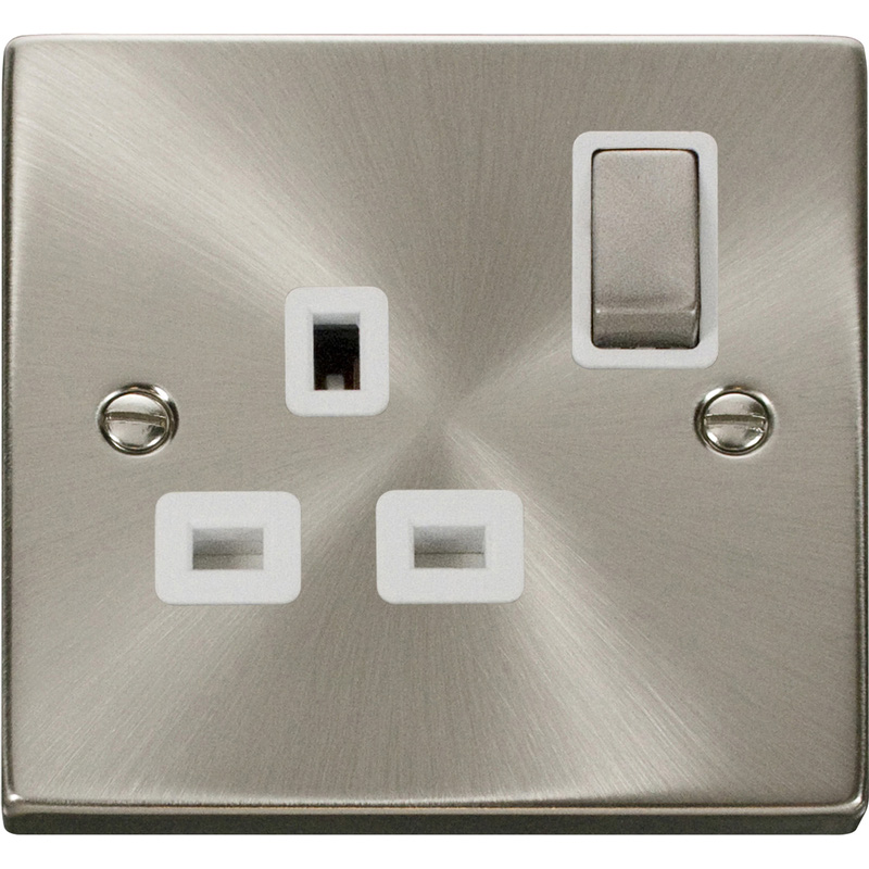 Click Deco Satin Chrome DP Switched Socket 1 Gang