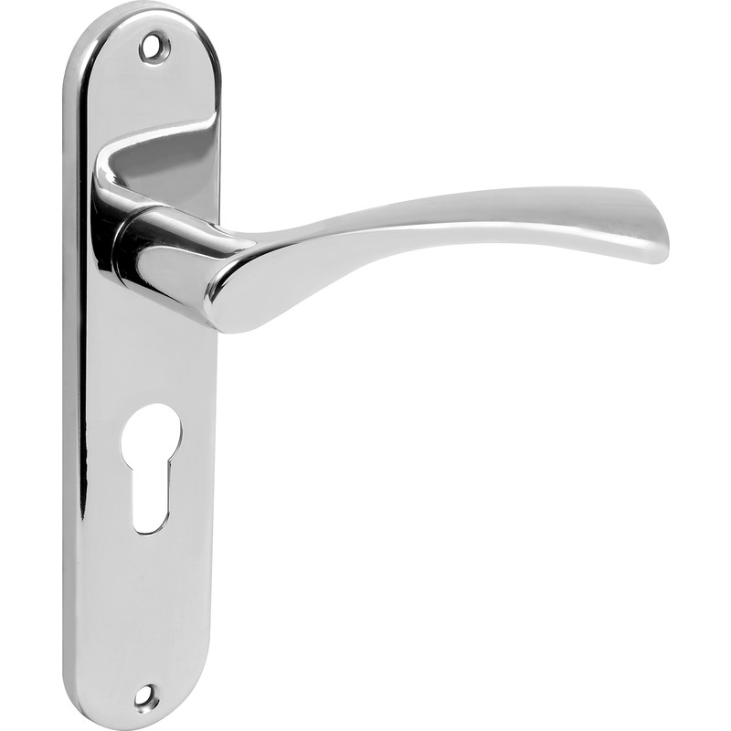 Lyon Door Handles Euro Lock Polished
