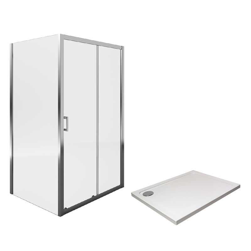 Aqualux Framed 6mm Sliding Door & Side Panel Shower Enclosure 1200x800mm