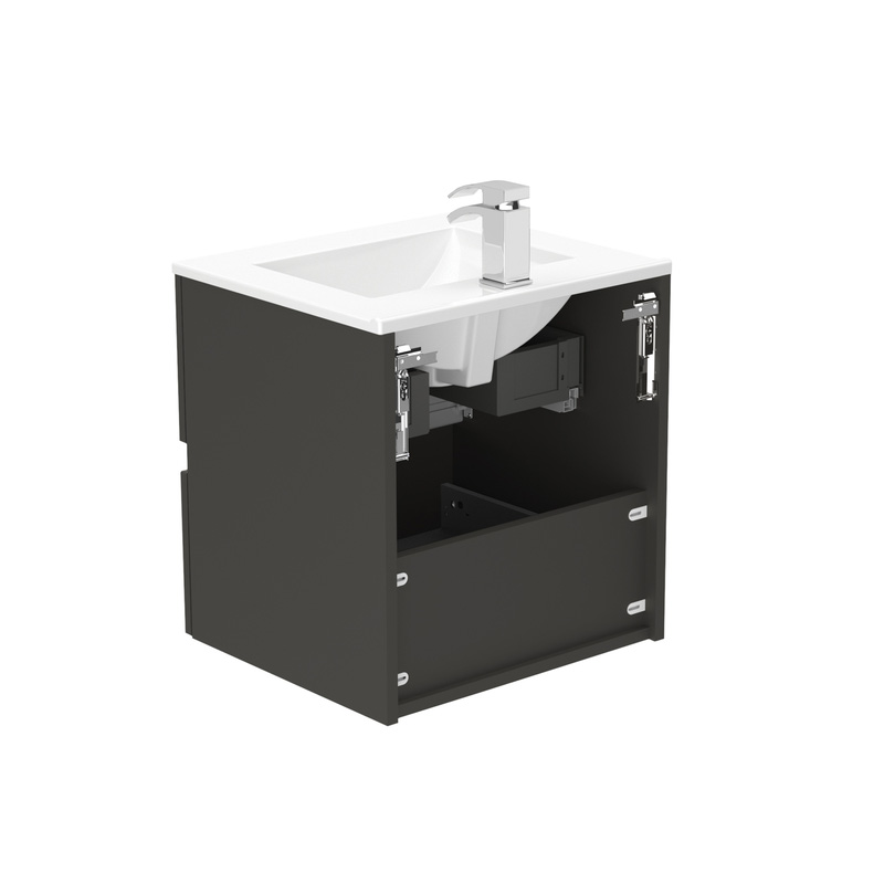 Newland Double Drawer Wall Hung Vanity Unit With Basin Midnight Mist 500mm