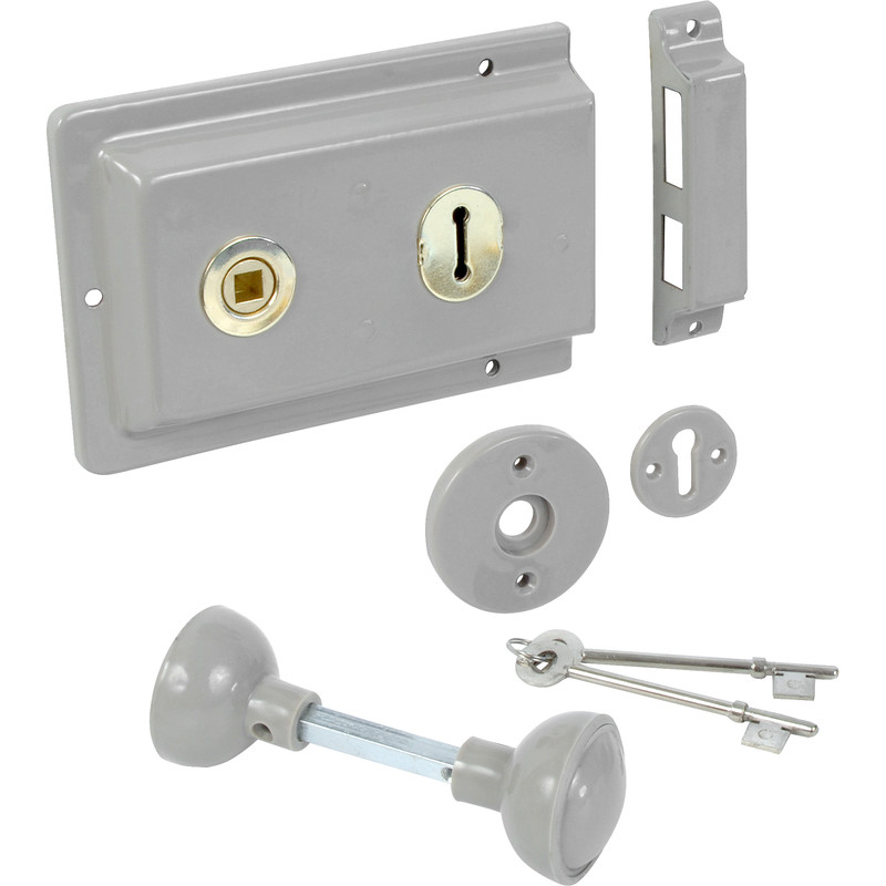 Rim Lock with Handles Grey