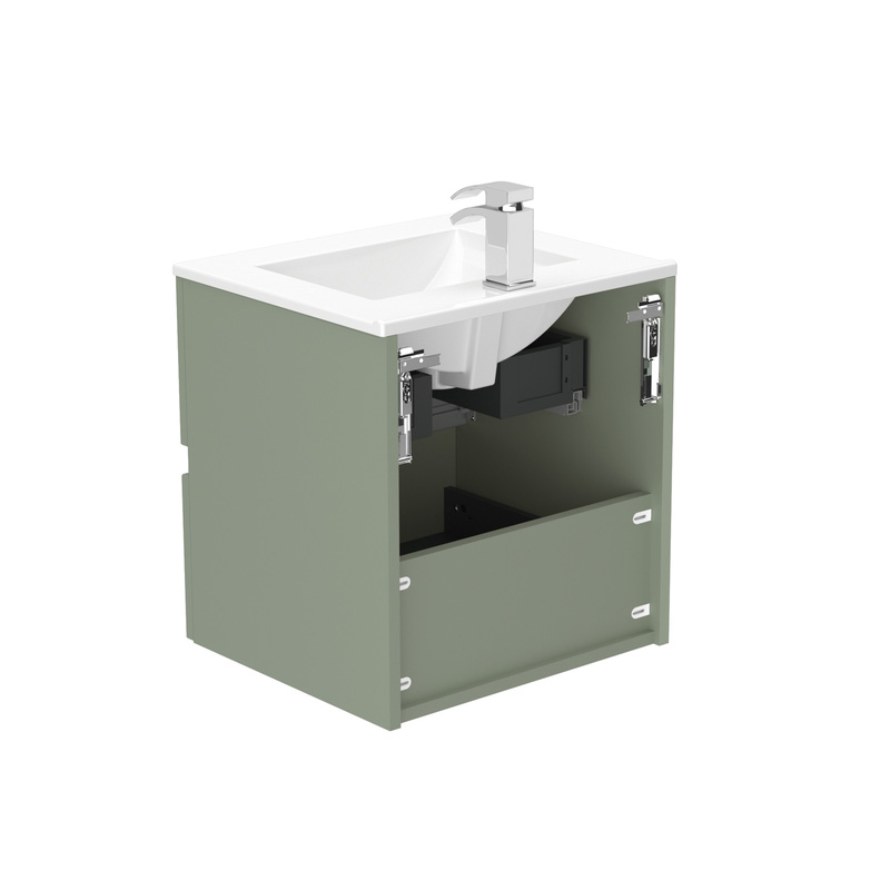 Newland Double Drawer Wall Hung Vanity Unit With Basin Sage Green 500mm