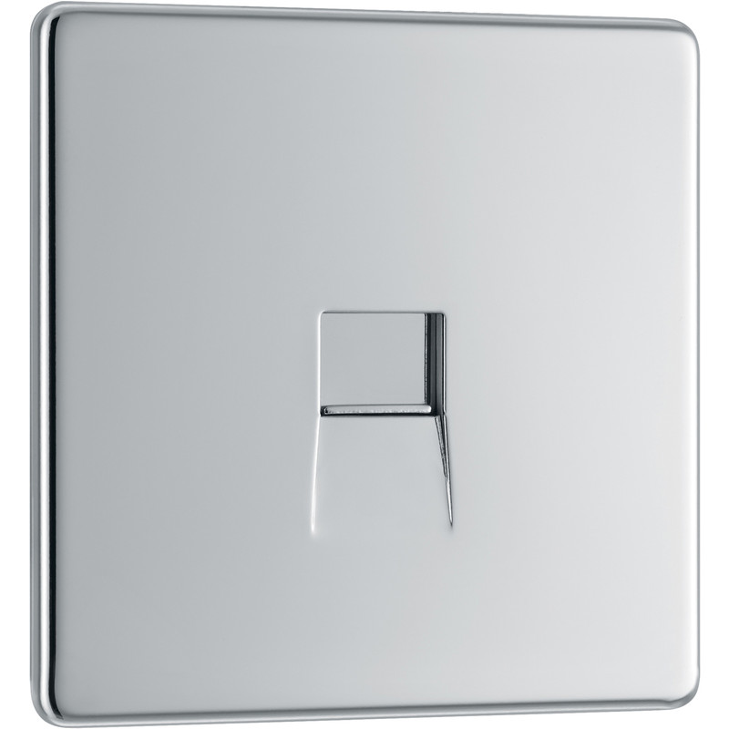 BG Screwless Flat Plate Polished Chrome Telephone Socket Slave