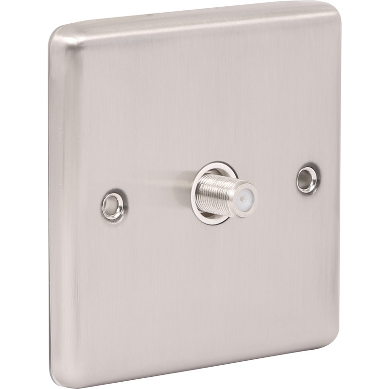 Wessex Brushed Stainless Steel TV Point Satellite 1 Gang
