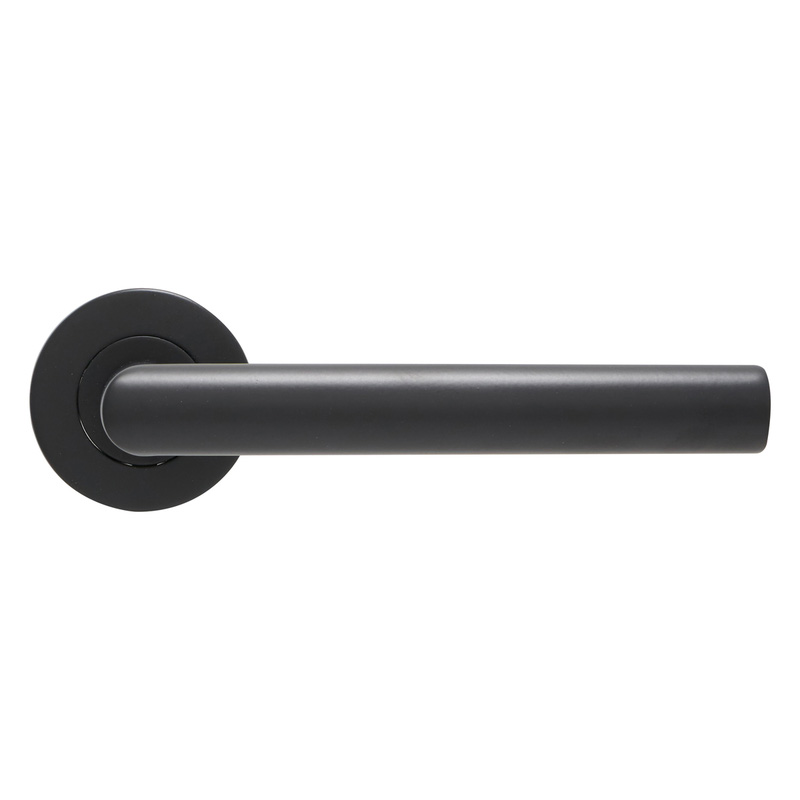 Stainless Steel Lever On Rose Door Handles Matt Black