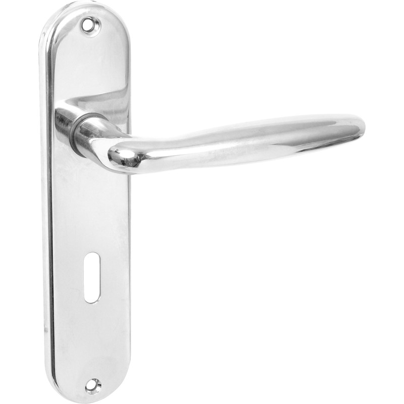 Rouen Door Handles Lock Polished Chrome