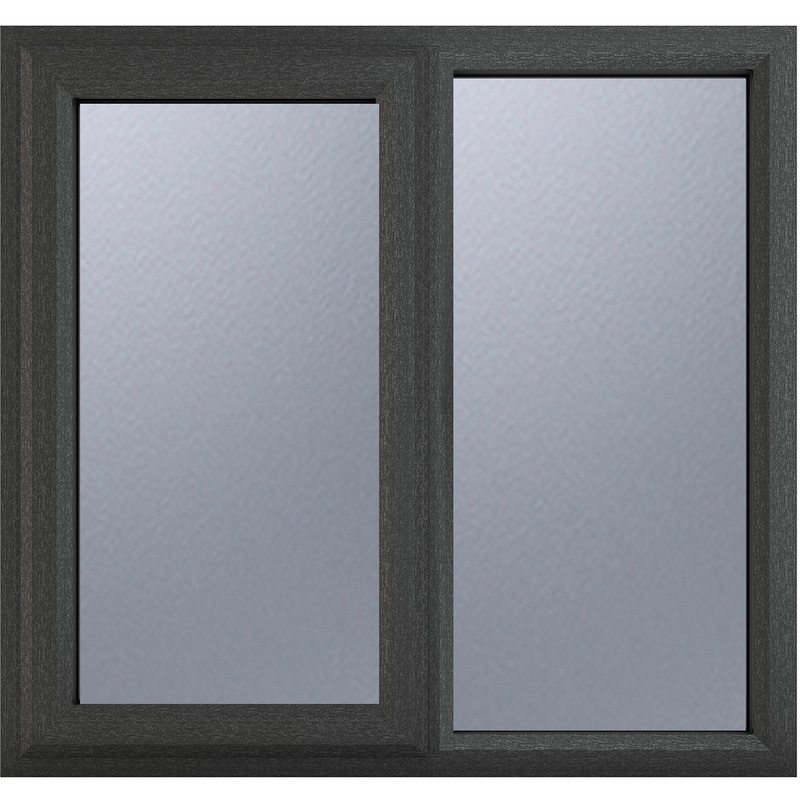 Crystal Casement uPVC Window Left Hand Opening Next To a Fixed Light 1190mm x 965mm Obscure Double Glazing Grey/White