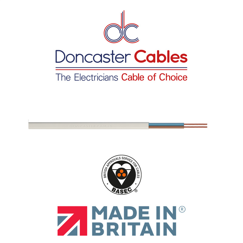 Doncaster Cables 2 Core Round Flex Cable (2182Y) 0.75mm2 Coil