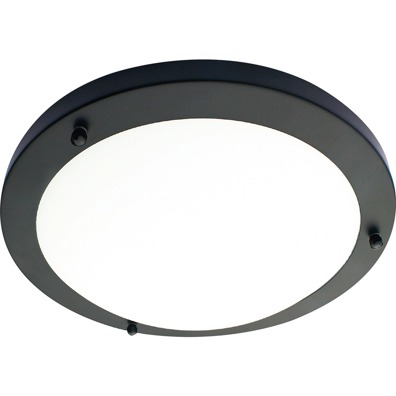 Delphi Flush LED Bathroom Ceiling Light IP44 Satin Black 12W 600lm 4000K