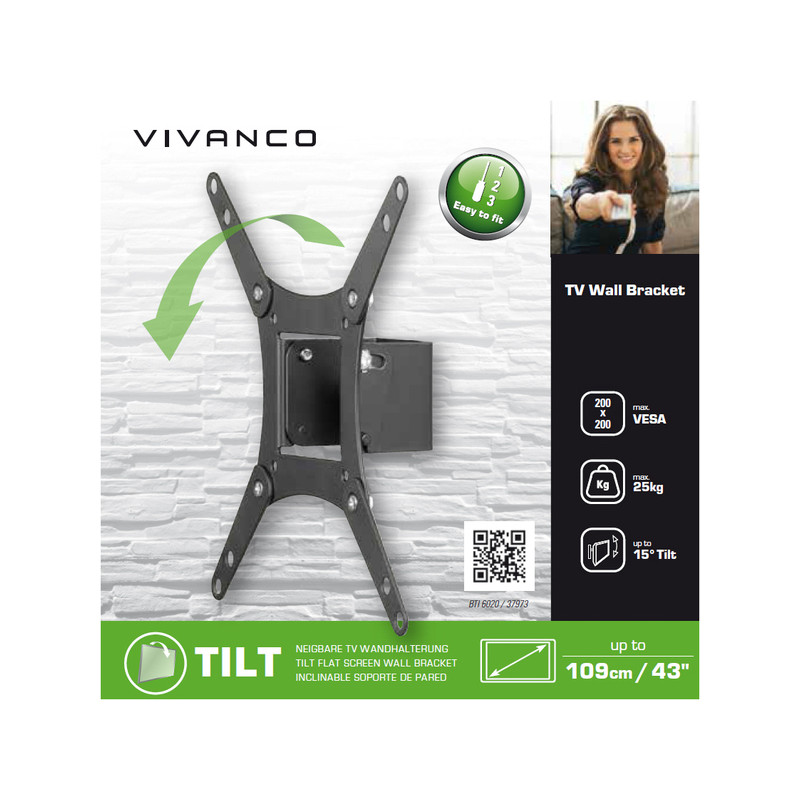 Vivanco Tilt TV Wall Mount Bracket Small Up To 43"