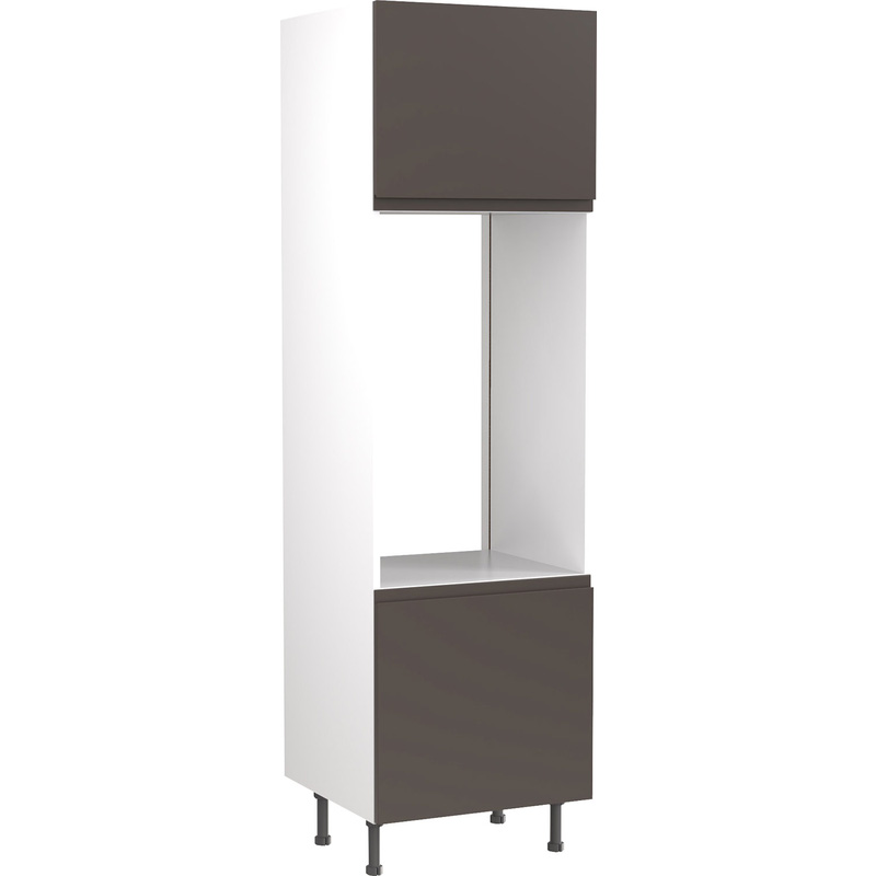 Kitchen Kit Flatpack J-Pull Kitchen Cabinet Tall Double Oven Unit Ultra Matt Graphite 600mm