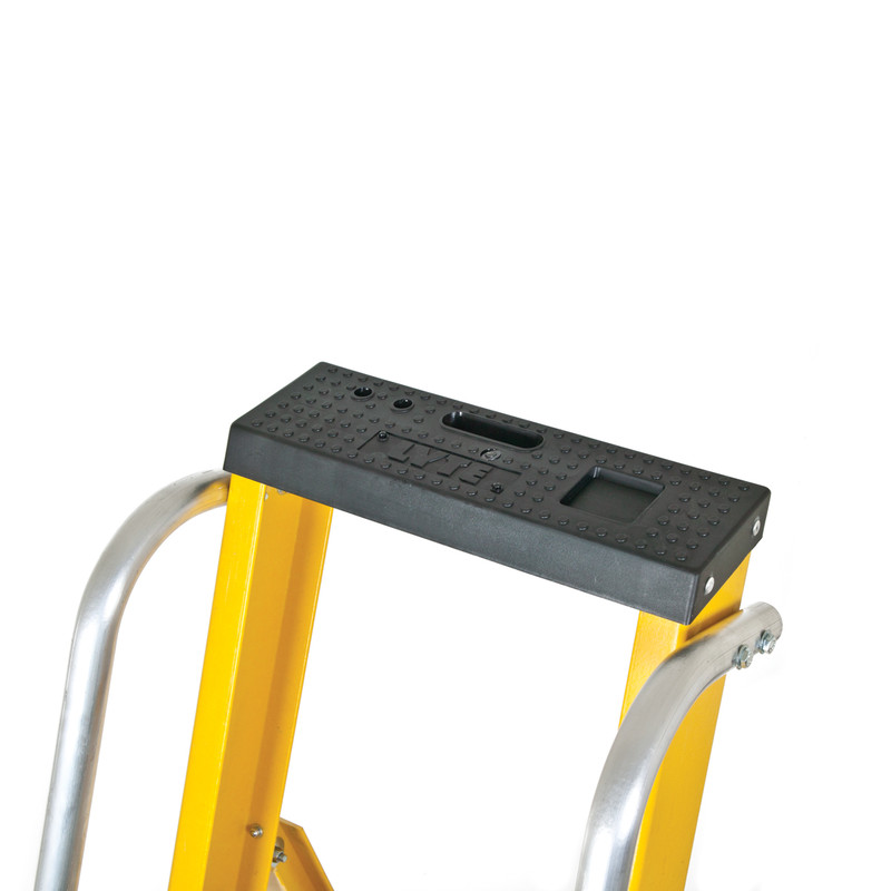 Lyte Heavy Duty Fibreglass Platform Step Ladder With Safety Handrail 8 Tread, Closed Length 2.51m