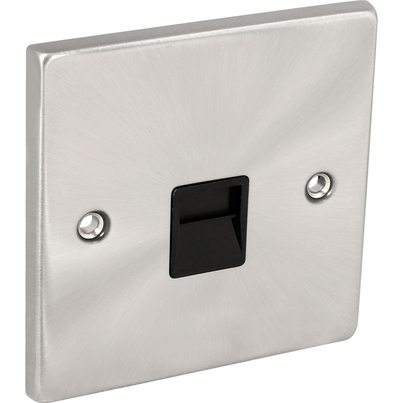 Click Deco Satin Chrome Telephone Socket Secondary