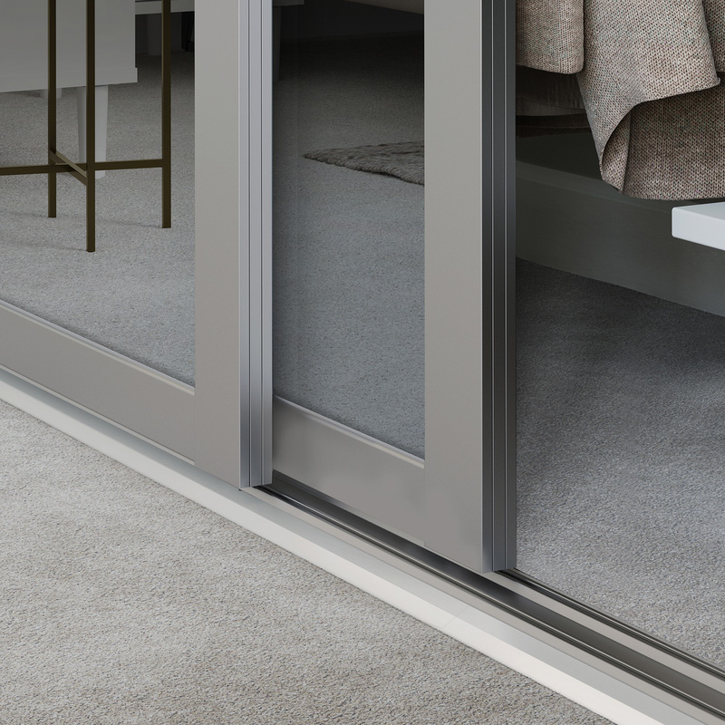 Spacepro Shaker 4 Door Sliding Wardrobe Kit Cashmere Framed Mirror 3506 x 2260mm