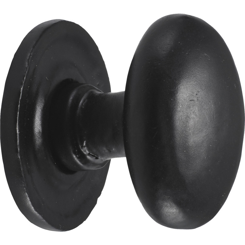 Old Hill Ironworks Hammered Ball Cabinet Knob on Round Rose 36mm Oval