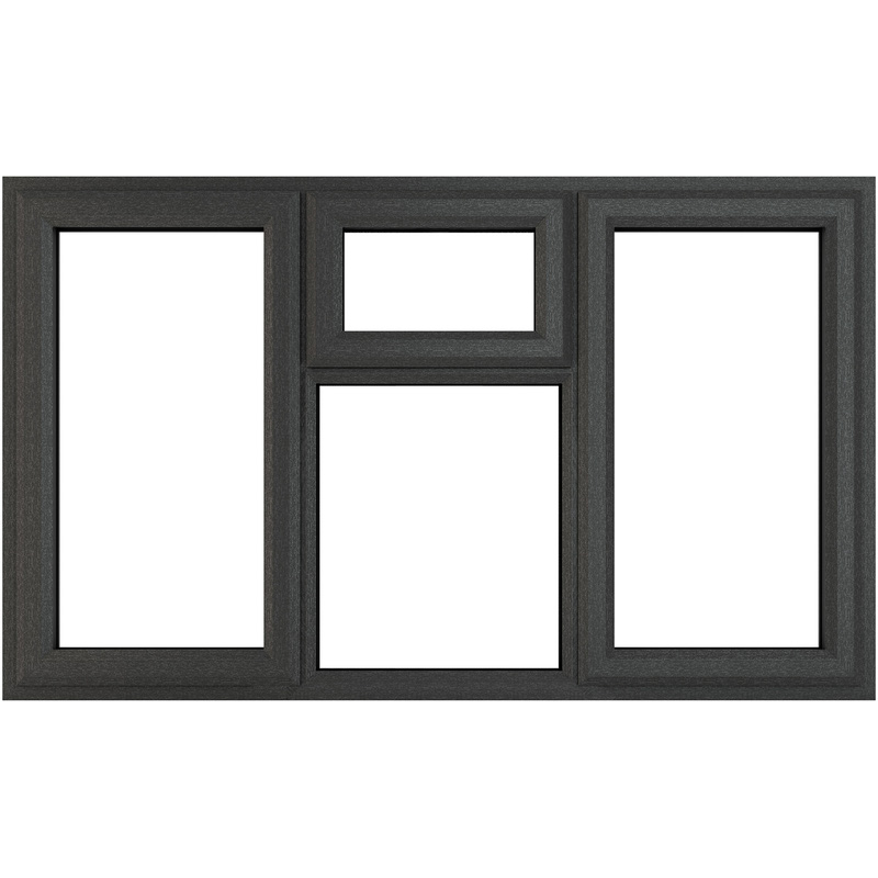 Crystal Casement uPVC Window Left & Right Hand Opening Next To a Top Opener 1770mm x 1190mm Clear Triple Glazed Grey/White