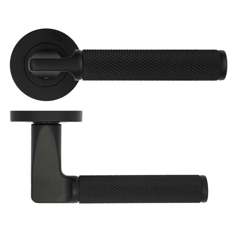 Stanza Bilbao Lever on Rose Door Handles Matt Black