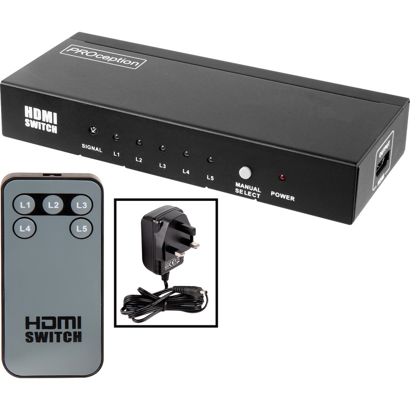 PROception HDMI Amplified Switch 5 Way