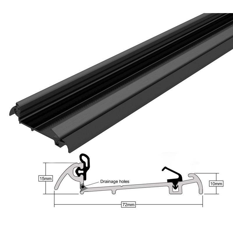 Stormguard Slimline Wide Rain & Draught Excluder Threshold Black