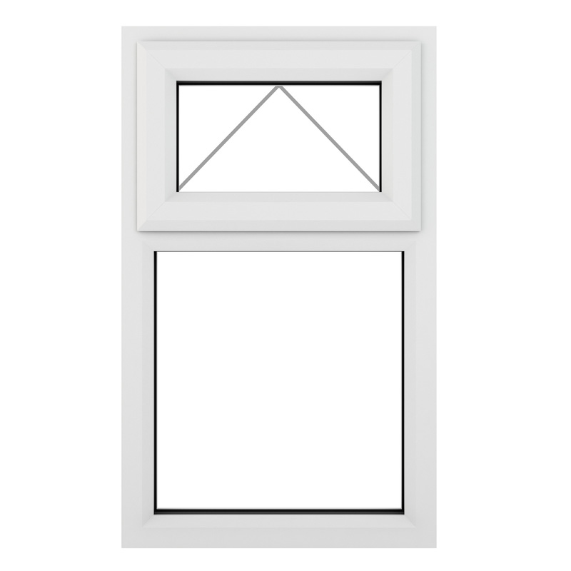 Crystal Casement uPVC Window Top Hung Opening Over Fixed Light 905mm x 1115mm Clear Triple Glazed White