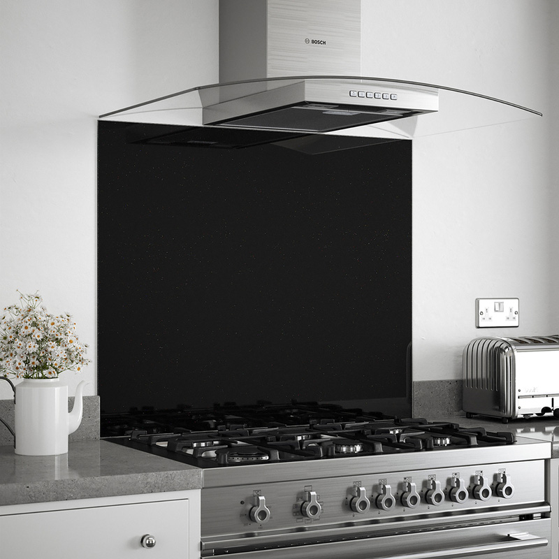 Splashback Black Sparkle Self-Adhesive Glass Splashback 900 x 750mm