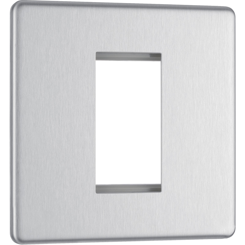 BG Screwless Flat Plate Brushed Stainless Steel Data Plate 1 Gang  1 Module
