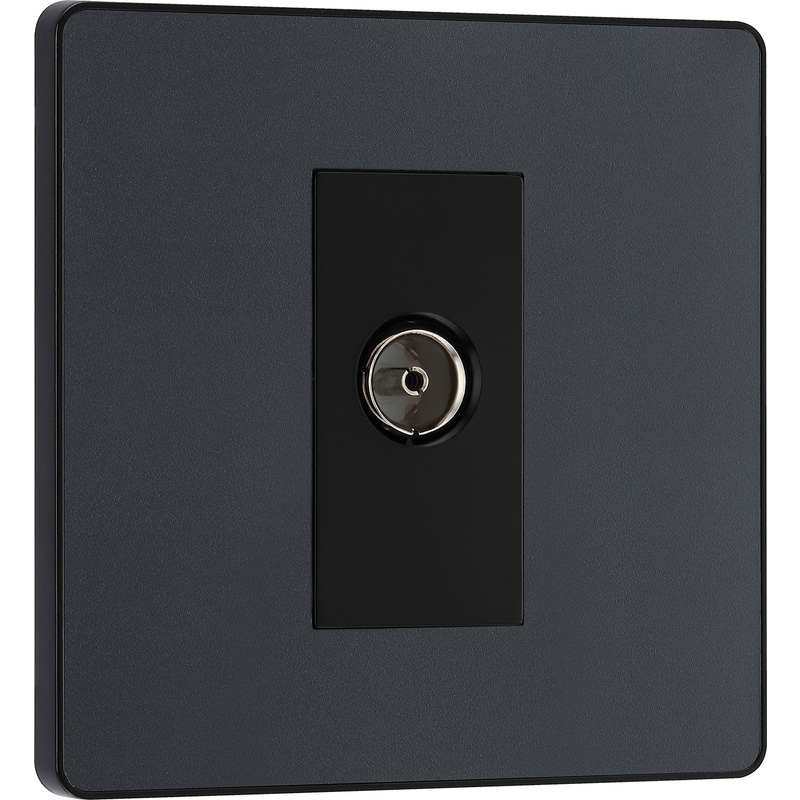 BG Evolve Matt Grey (Black Ins) Single Socket For Tv Or Fm Co-Axial Aerial Connection
