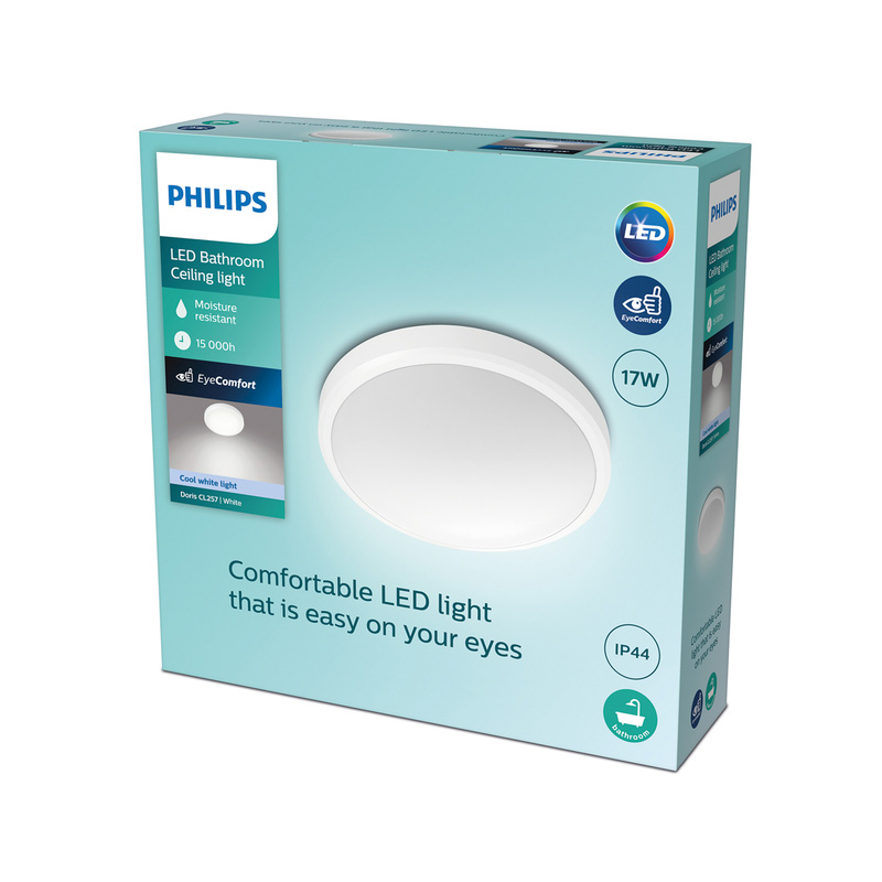Philips Doris CL257 LED Round IP44 Ceiling Light White 17W 1700lm Cool White