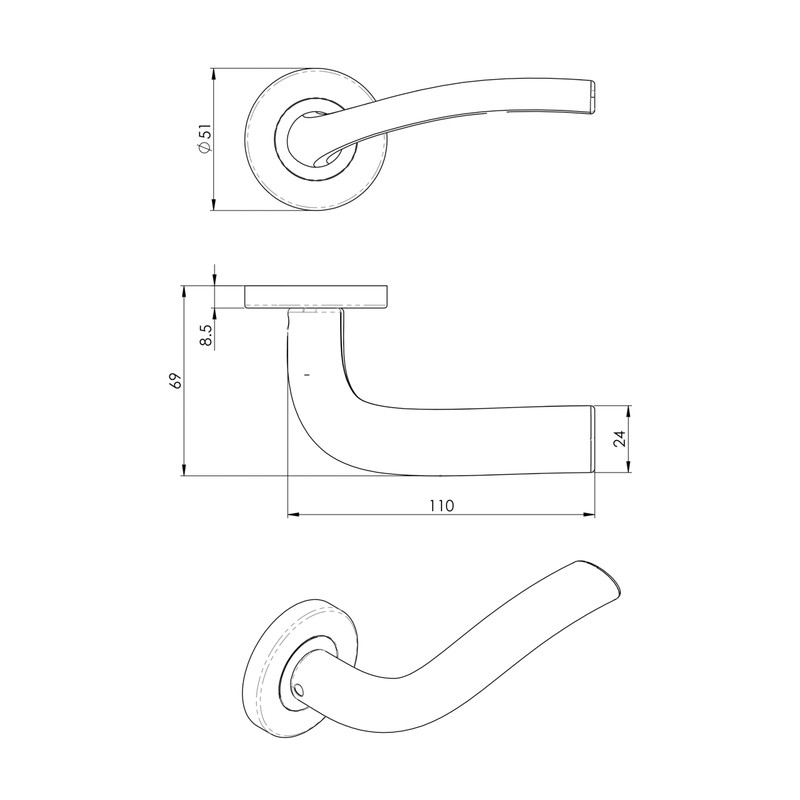 Serozzetta Cuatro Lever On Rose Door Handles Polished Chrome