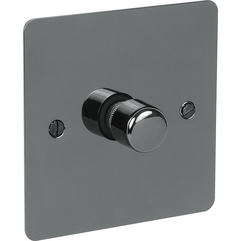 Flat Plate Black Nickel LED Dimmer Switch 1 Gang 2 Way