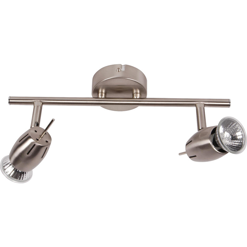 Pluto Satin Nickel GU10 2 Bar Spotlight