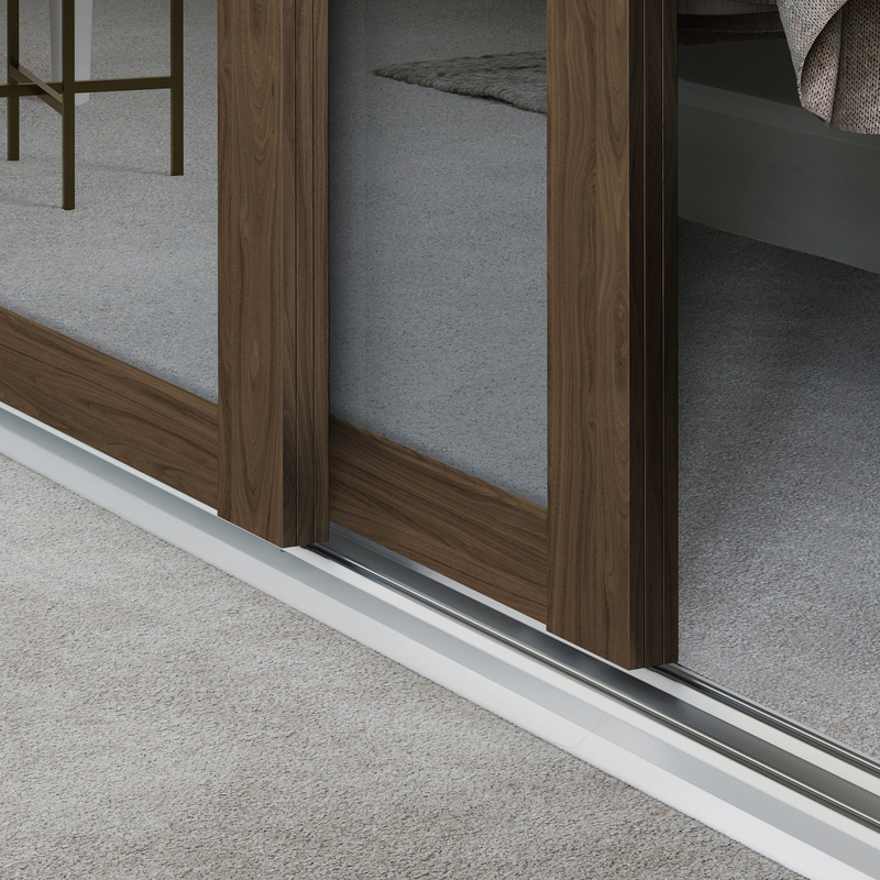 Spacepro Shaker 3 Door Sliding Wardrobe Kit Walnut Framed Mirror 2136 x 2260mm