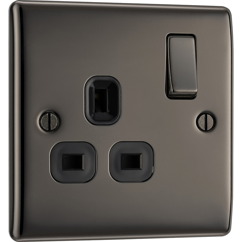 BG Black Nickel 13A DP Switched Socket 1 Gang
