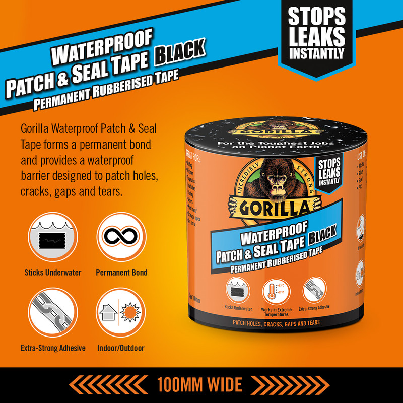 Gorilla Waterproof Patch & Seal Tape 3m Black