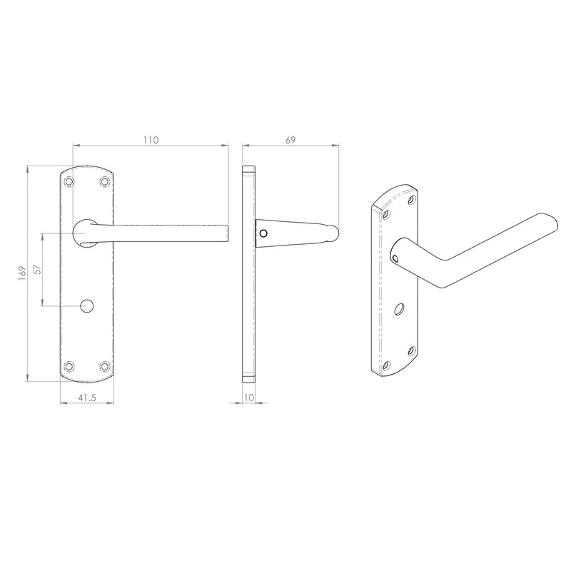 Serozzetta Uno Door Handles Bathroom Polished Chrome