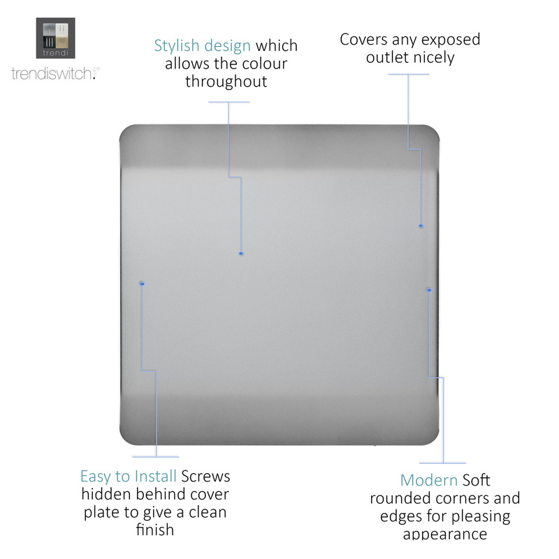 Trendiswitch Brushed Steel Blanking Plate 1 Gang