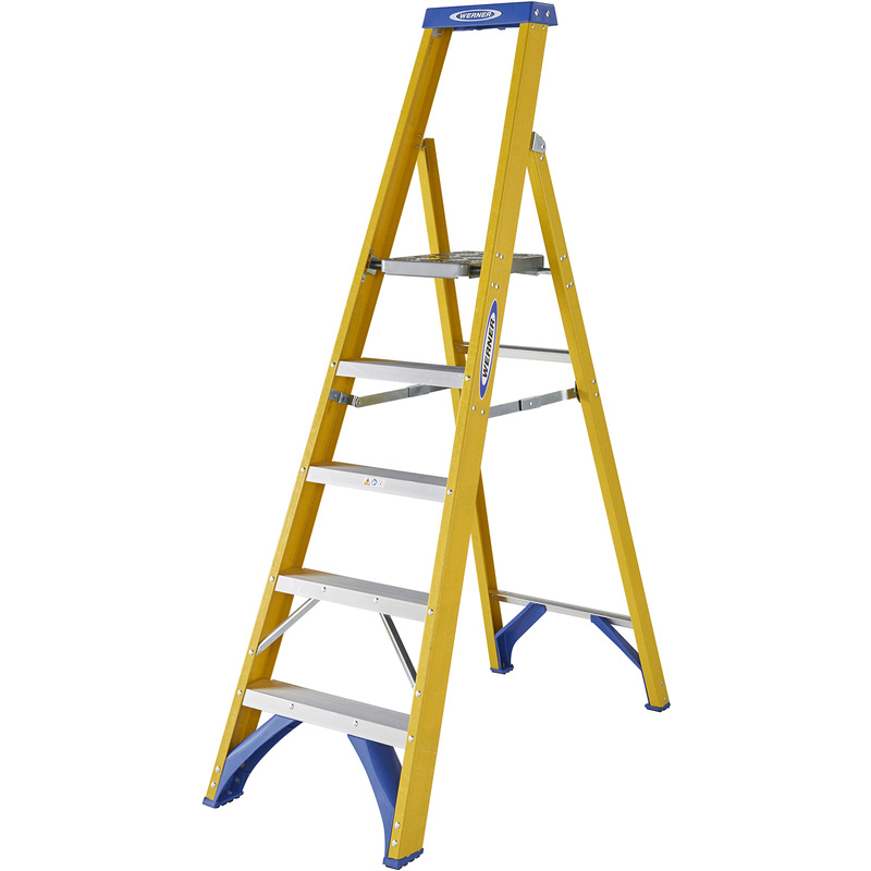 Werner Fibreglass Platform Stepladder 5 Tread