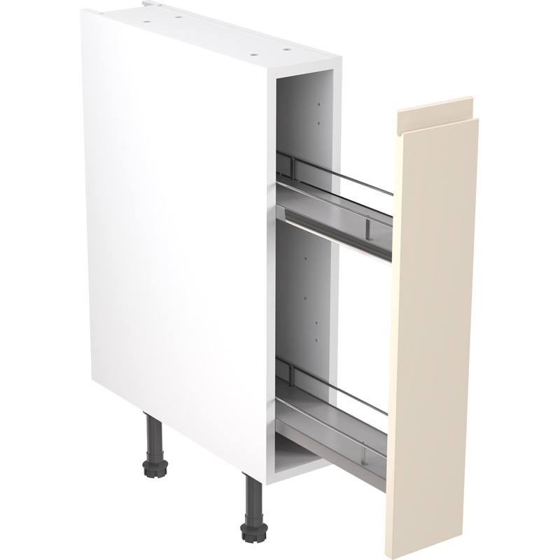 Kitchen Kit Flatpack J-Pull Kitchen Cabinet Pull Out Base Unit Super Gloss Cashmere 150mm