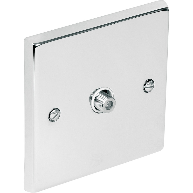 Chrome TV / Satellite Socket Outlet Satellite Single