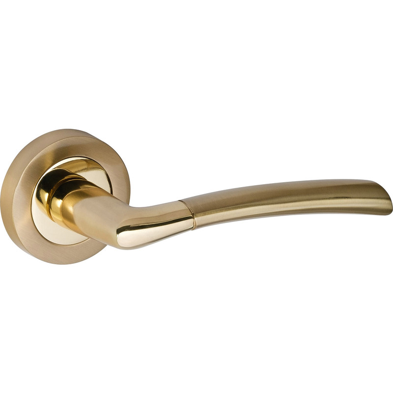 Eclipse Felisa Dual Finish Lever On Rose Door Handles Brass / Satin Brass