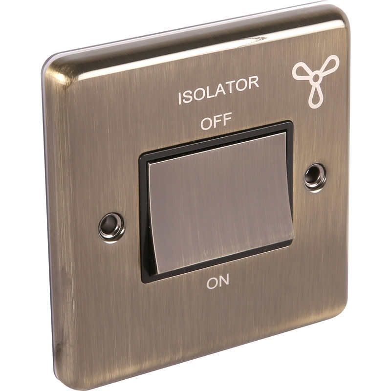 Antique Brass Fan Isolator 10A 3 Pole